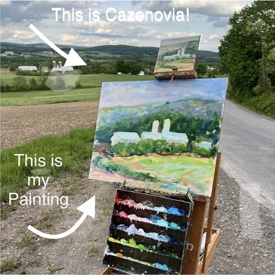 Jennifer painting outdoors in Cazenovia